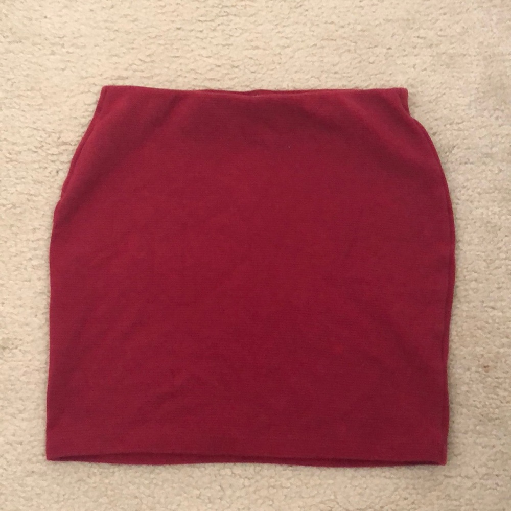 red body con skirt